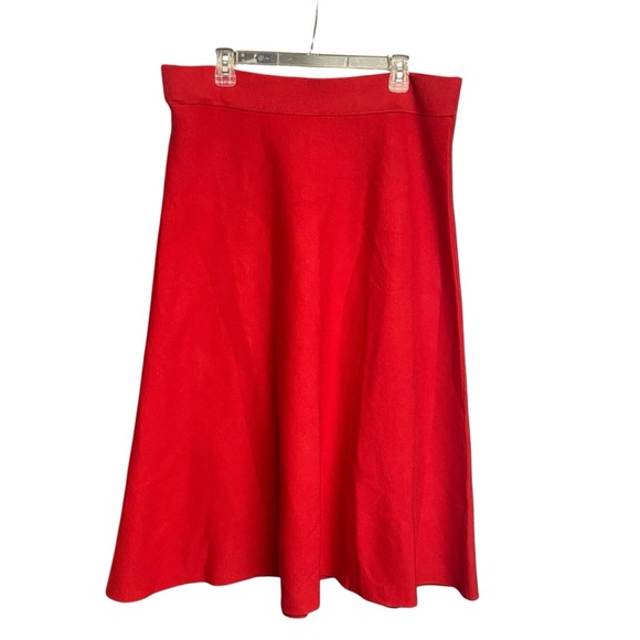 Ann Taylor Midi Sweater A Line Skirt Jubilee Size XL Red Elastic Waist Holiday - Picture 9 of 10